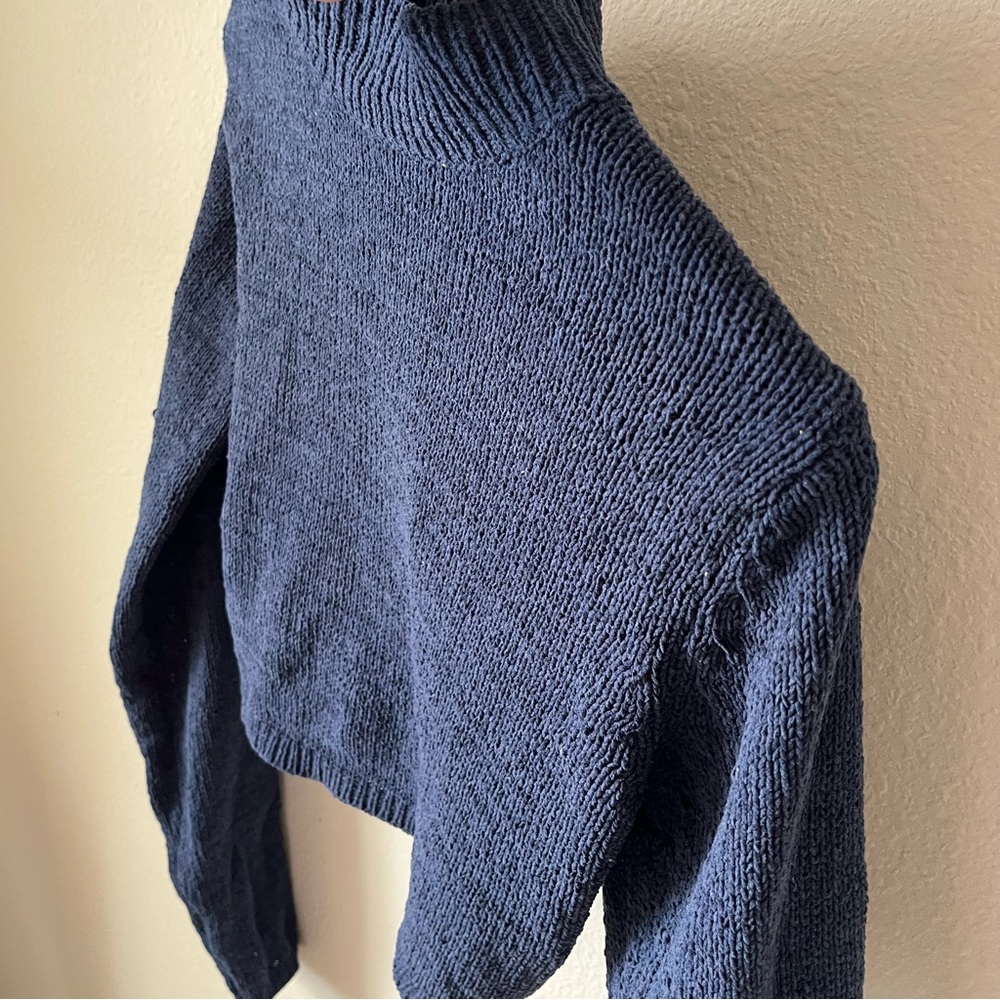 Free People Blue Cowl Neck Cropped Sweater - Picture 3 of 3